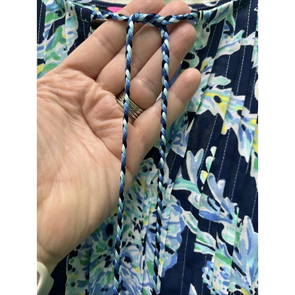 Lilly Pulitzer Women’s Floral Print 3/4 Sleeves V-Neck Tassel Blouse XS - Picture 5 of 14